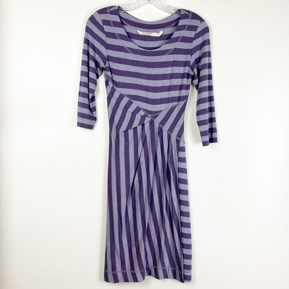 Athleta Striped Splendor Lotus Dress Purple Stripe Faux Wrap Womens Size XXS - Picture 3 of 11